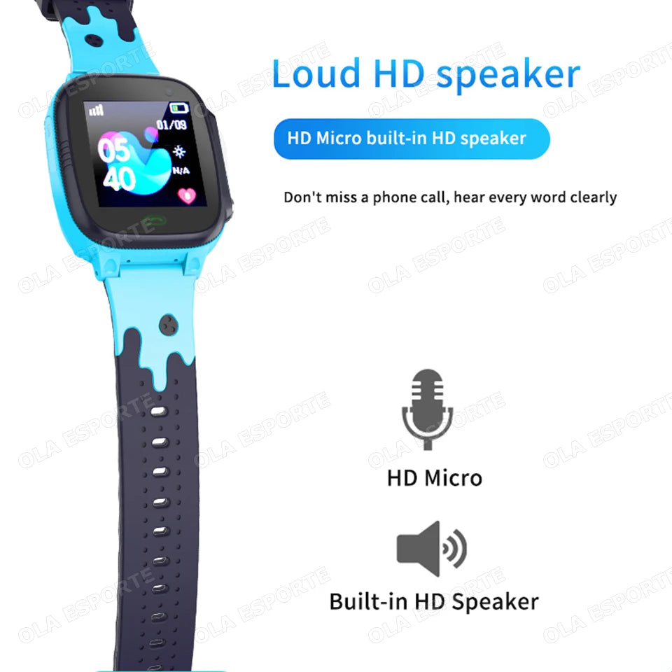 Children Smartwatch SIM Card Two-way Call SOS LBS GPS Location Waterproof Camera Flashlight Kids Smart Watch Student Gifts HT30