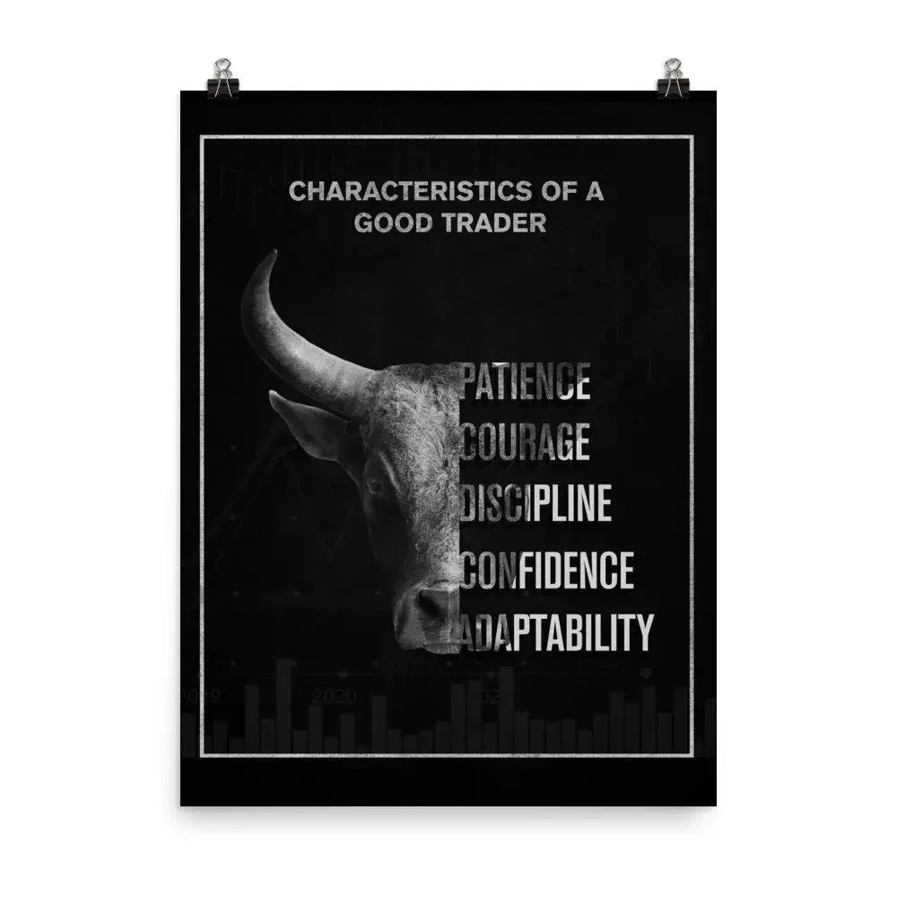 Trader Motivational Poster Characteristic of A Good Trader Patience Courage Discipline Stock Market Office Decor Canvas Painting