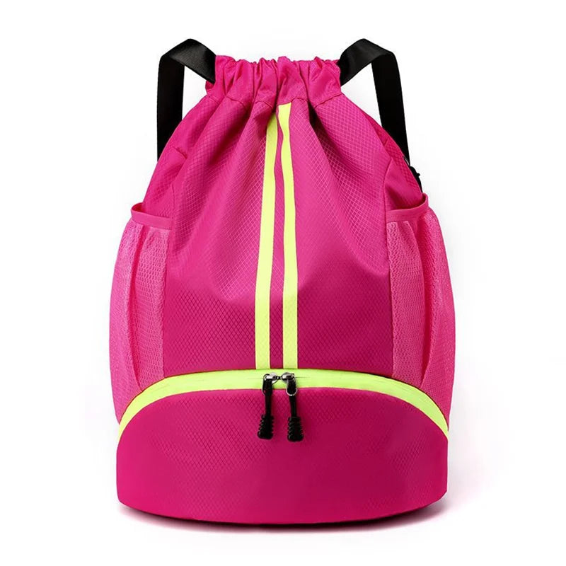 Sports Backpack Drawstring Basketball Backpack for Women&Men String Swim Gym Bag with Shoes Compartment and Wet Proof Pocket