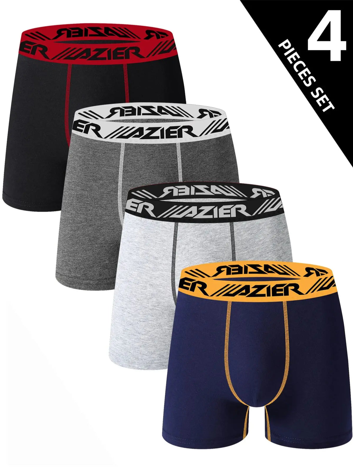 4 Piece Men's Underwear Soft Comfortable Men's Long Boxer Briefs Stylish Simple Contrasting High-end Men's Leggings