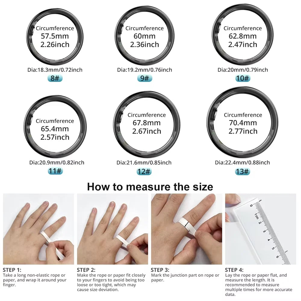 R06 Smart Ring Men Women with Charging Case,Heart Rate and Blood Oxygen Monitor,5ATM Waterproof,Multi-Sport Mode For Andriod IOS