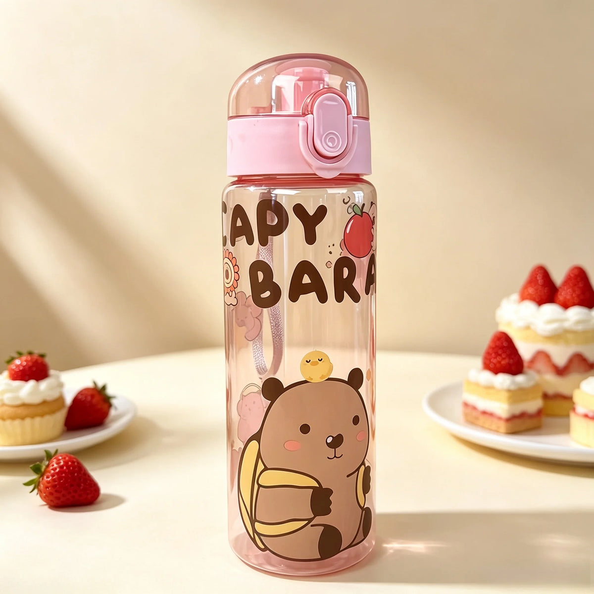 Transparent Cool Astronaut Cartoon Water Bottle, Stylish High Appearance, Lightweight Leakproof Design with Lanyard,Gift,School