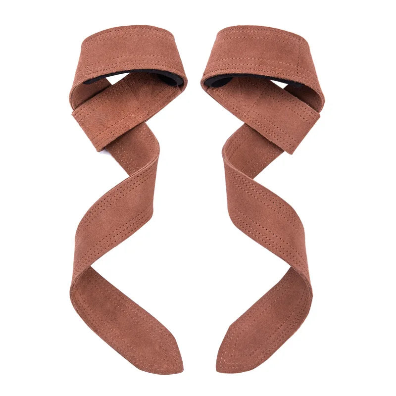 Leather Weight Lifting Wrist Straps Pull-ups Bands Fitness Bodybuilding Training Gym Lifting Straps with Non Slip Cowhide Grip