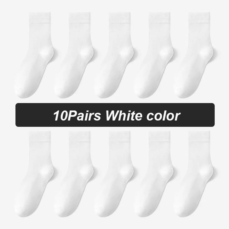10Pairs Bamboo Fiber Socks Men Casual Black Business Breatheable Anti-Bacterial Comfortable High Quality Sock Male Size EU38-45
