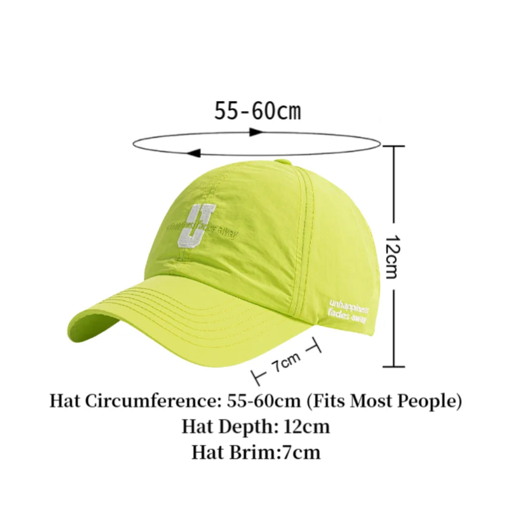 Baseball Cap Curved Brim Mesh Waterproof Embroidery Letter Hat for Men Women Outdoor Running Cycling Korean Fashion Sport Cap