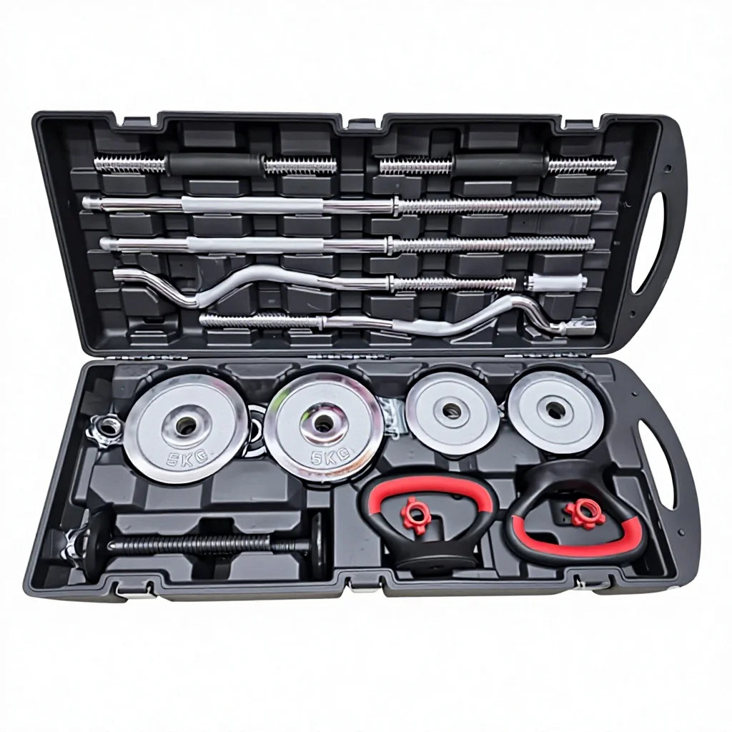 Dumbbell Manufacturer Direct Sales Men's Electroplated Adjustable Dumbbells Gift Box 55KG Barbell Combination Set Model 69