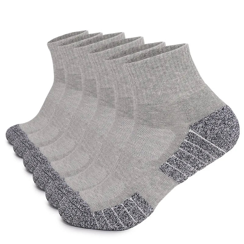 6 Pairs Outdoor Sports Socks Thickened Towel Bottomed Hiking Socks Sweat-Absorbing Short Tube Sports Running Socks Men Socks