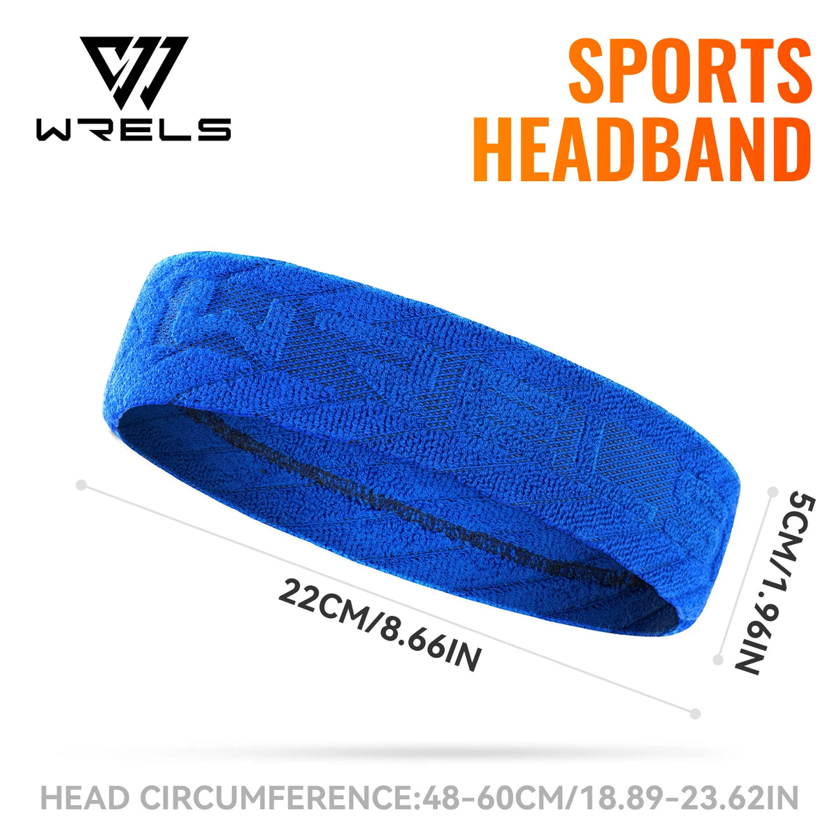 WRELS Sports Headband Absorbent Sweatband Breathable Hair Band Men Women Basketball Tennis Running Fitness Gym Yoga Hairband