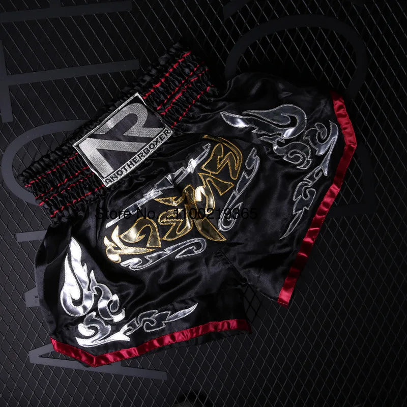 Tiger Muay Thai Shorts Satin Kick Boxing Shorts Mens Women Kids Gym Martial Arts MMA Training Clothes BJJ Fight Kickboxing Pants