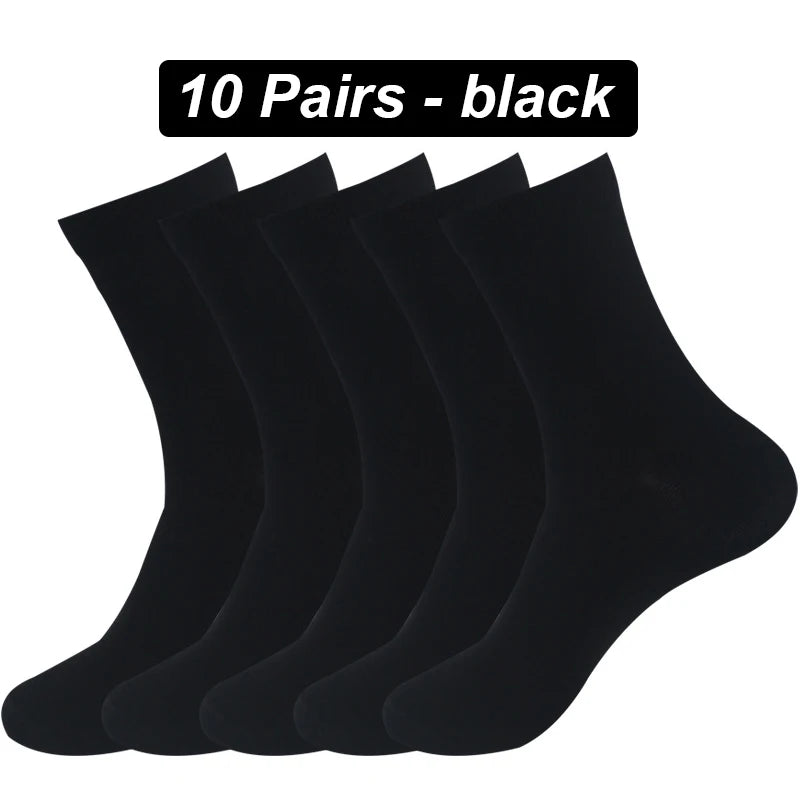 10Pairs Men's Pure Cotton Socks Autumn winter Black White Business Casual Men's and Women's High Quality Plus Size EU42-48
