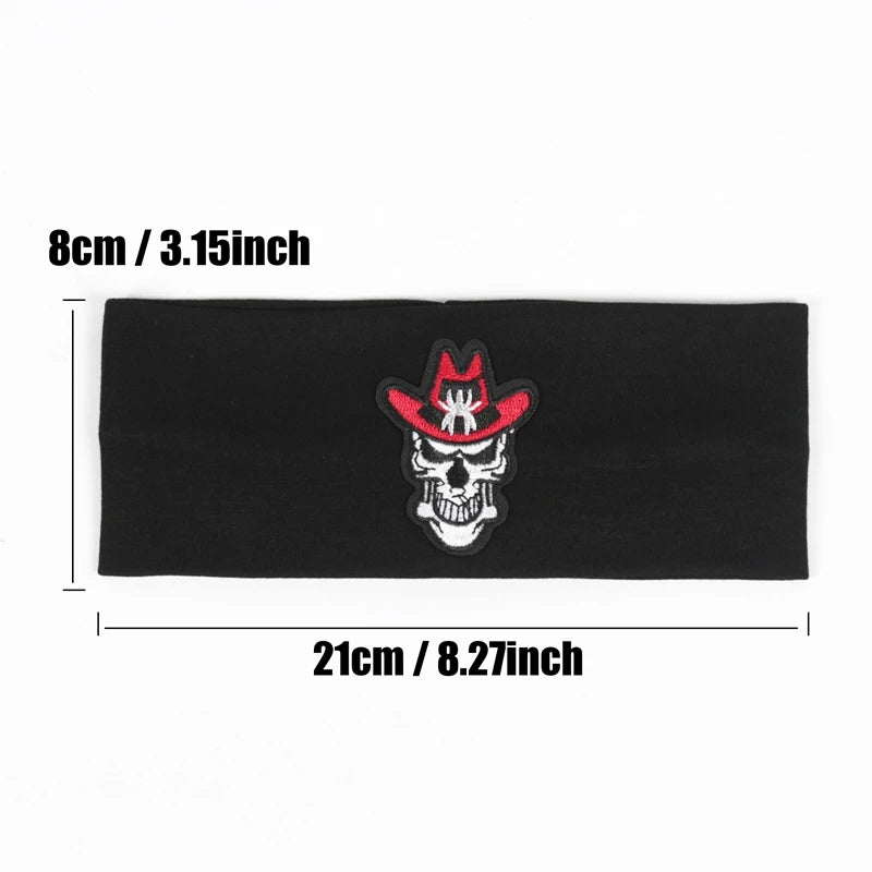 Unisex Punk Girl Skull Out Eyelets Wide Elastic Headband Halloween Rock Steampunk for Sport Women Men Headbands Hair Accessories