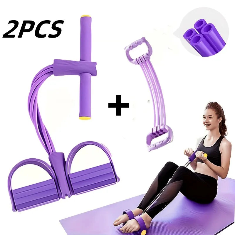 2PCS Multi-Functional 6 Tube Pedal Tensioner & Yoga Elastic Band Removable 6 Ropes Resistance Bands For Sports Exercises At Gym
