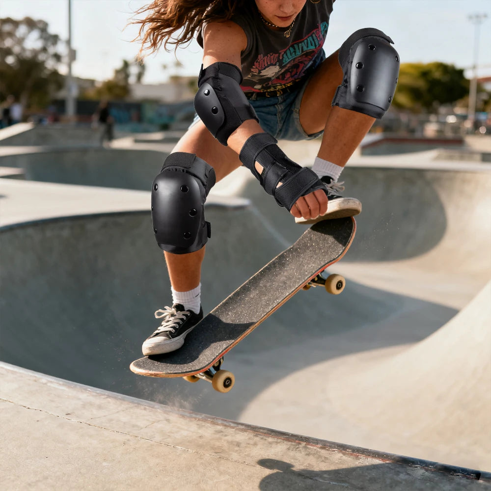 Knee Pads,Elbow Pads & Wrist Guards for Men Women & Kids - Protective Gear for Skateboarding,BMX &Scooter - Multi-Sport Pad Set