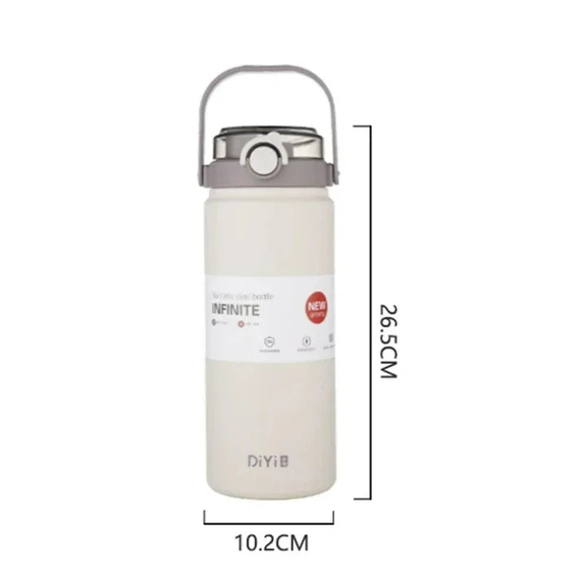 1L/1.2L Large Capacity Thermo Bottle with Straw Stainless Steel Thermal Water Bottle Keep Cold and Hot Thermos Cup Vacuum Flask