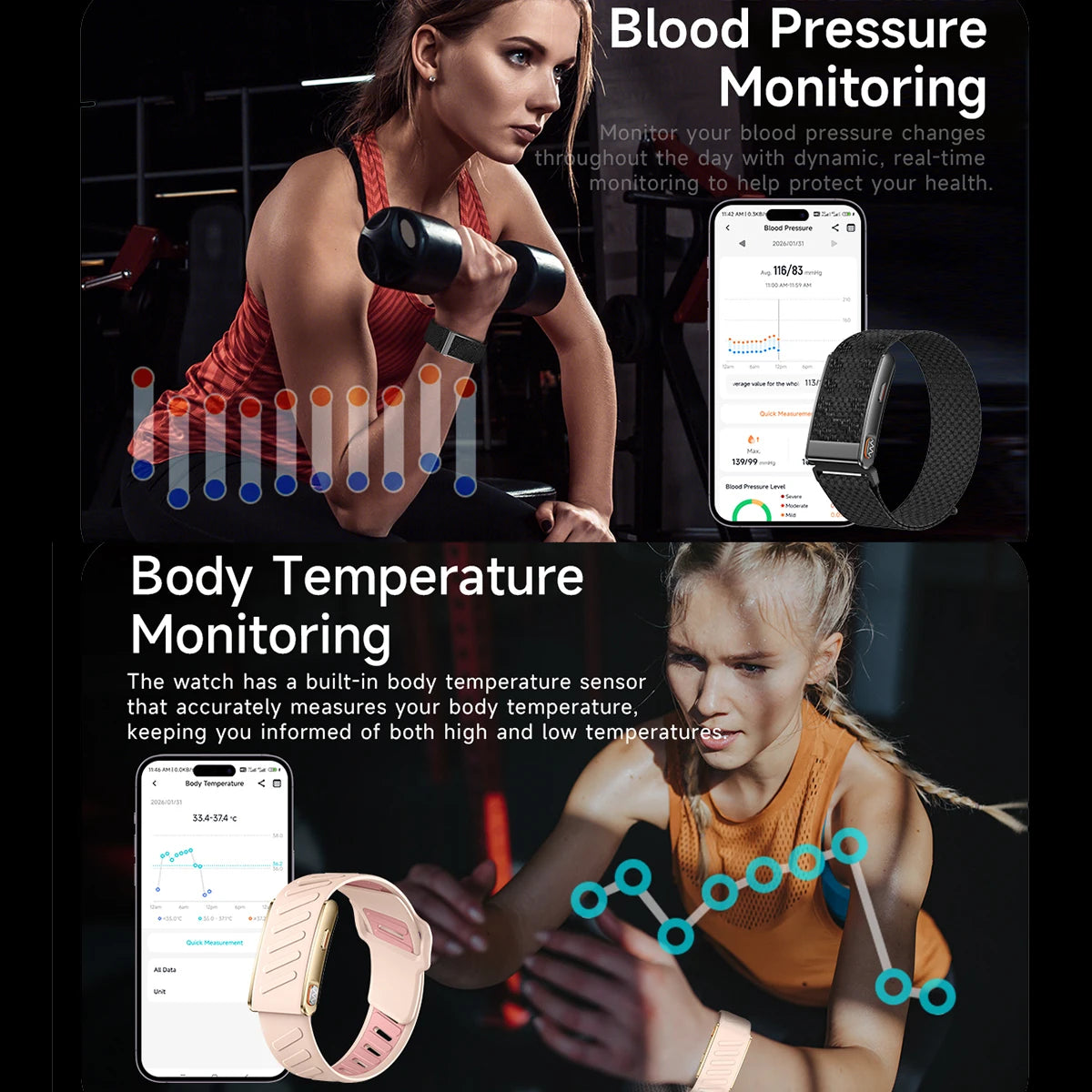 2026 New Nursing Grade Smart Bracelet VWAR MG SpO2 Blood Lipid Uric Acid ECG+PPG Waterproof NO Screen Band Sport Fitness Tracker