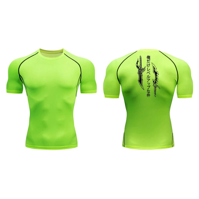 Dagger Print Compression Shirts for Men Athletic Quick Dry Tshirt Tops Rash Guard Gym Workout Running Baselayers Undershirts