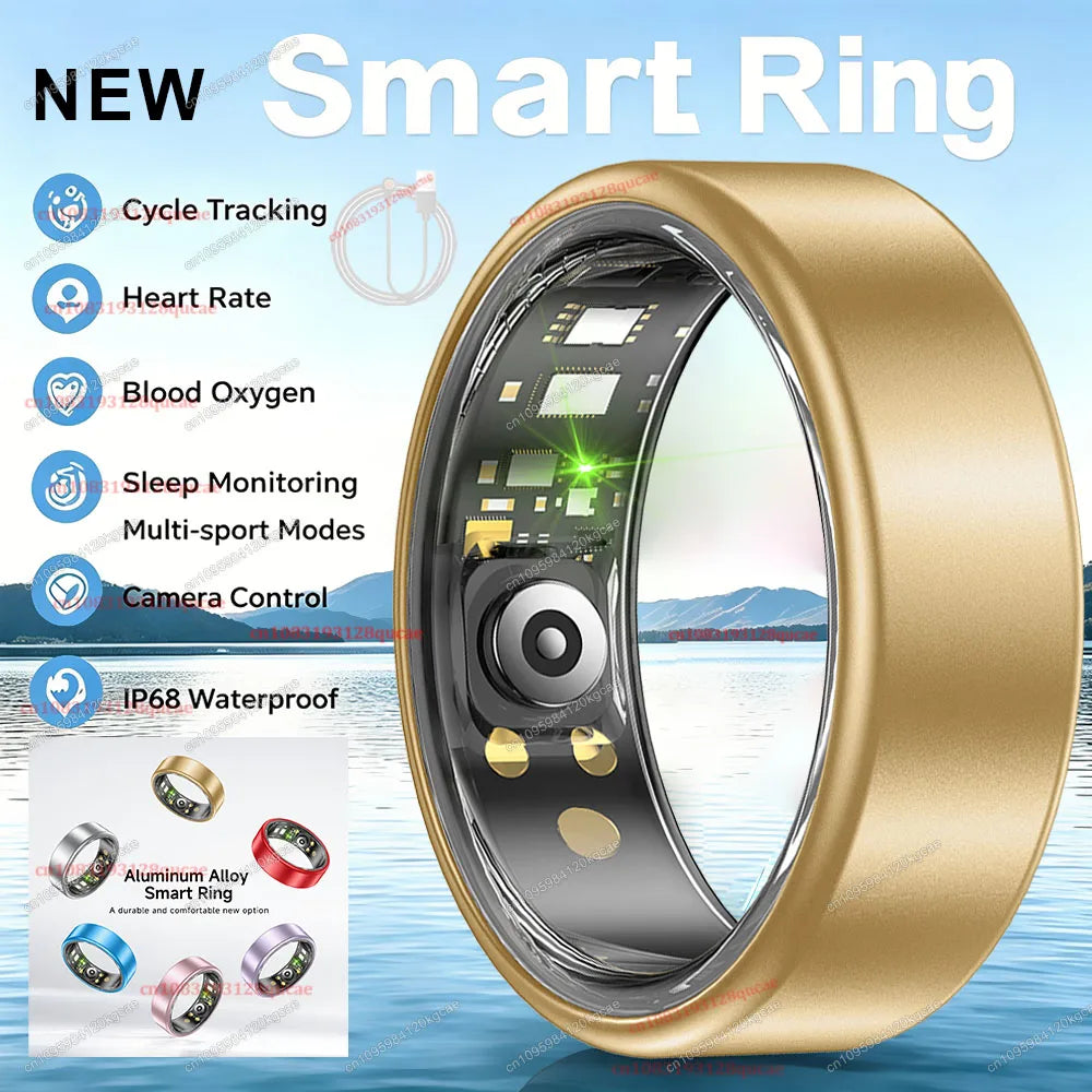 2026 New Smart Ring Heart Rate Blood Pressure Sleep Monitoring Motion Tracking IP68 Waterproof Men Women Smart Ring Holiday Gift
