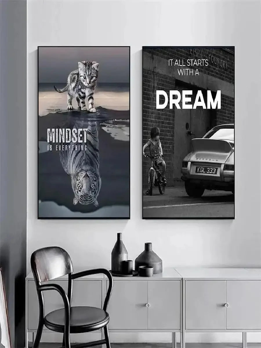 Inspirational Lion Success Quote Canvas Print Motivational Wall Art for Office Living Room Decor Uplifting Animal Poster for