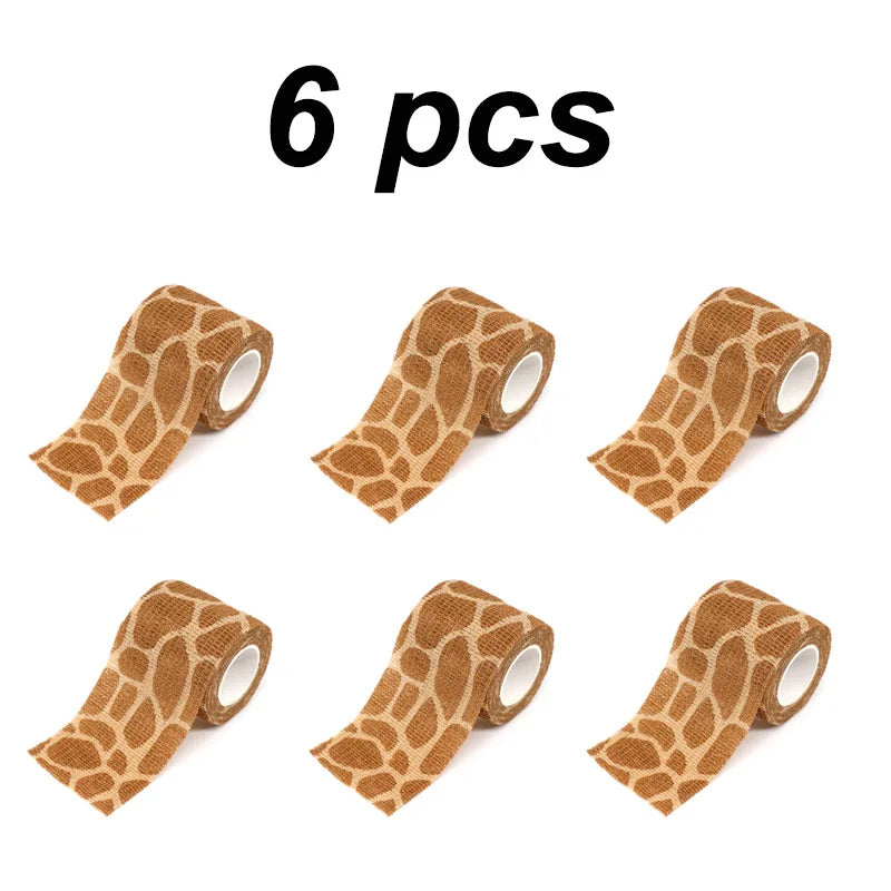 1/2/6 pcs Animal Printed Self Adhesive Tattoo Elastic Bandage 4.5m Sports Wrap Tape for Finger Joint Knee First Aid Kit Pet Tape