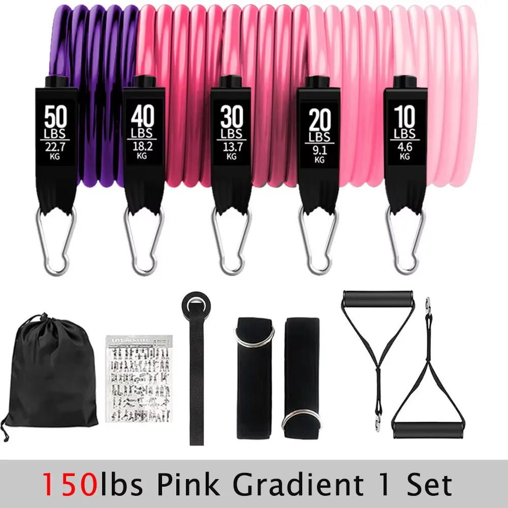 Resistance Bands for Working Out, Exercise Bands with Handles, Pull Rope with Ankle Straps Strength Training Equipment