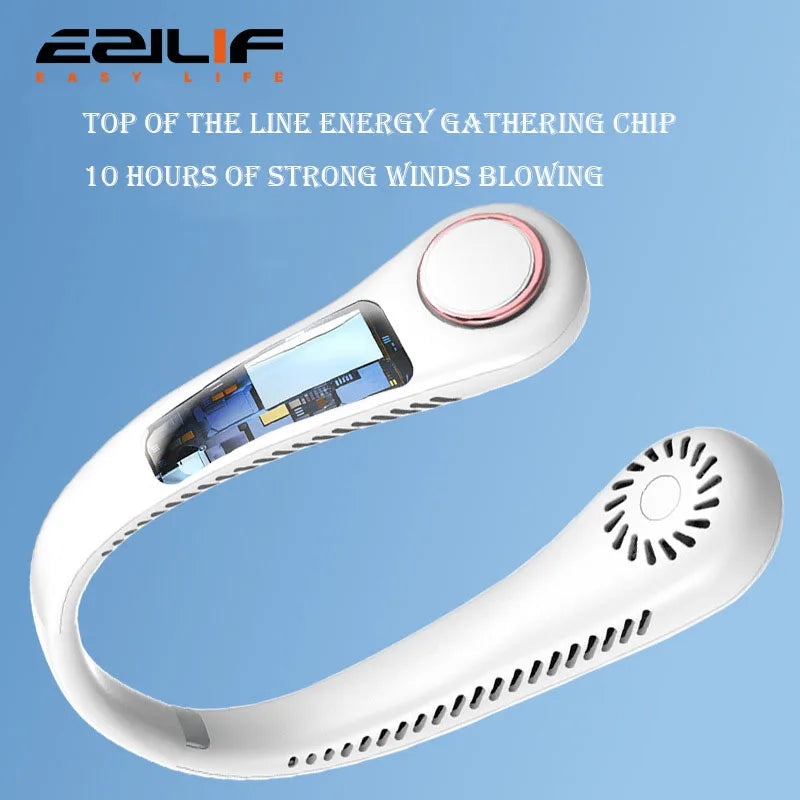 New Learless Mini Fan Hanging Neck Lazy Person Portable Turbo Sports Outdoor Silent Charging USB Soft Rubber Fan