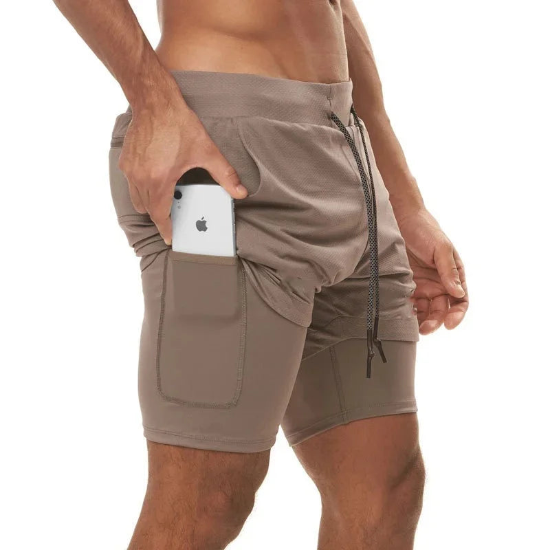 Summer Man Fitness Sport Shorts Men's Jogging Gym Bodybuilding Short Pants Breathable Training Sportswear double-deck Shorts Men