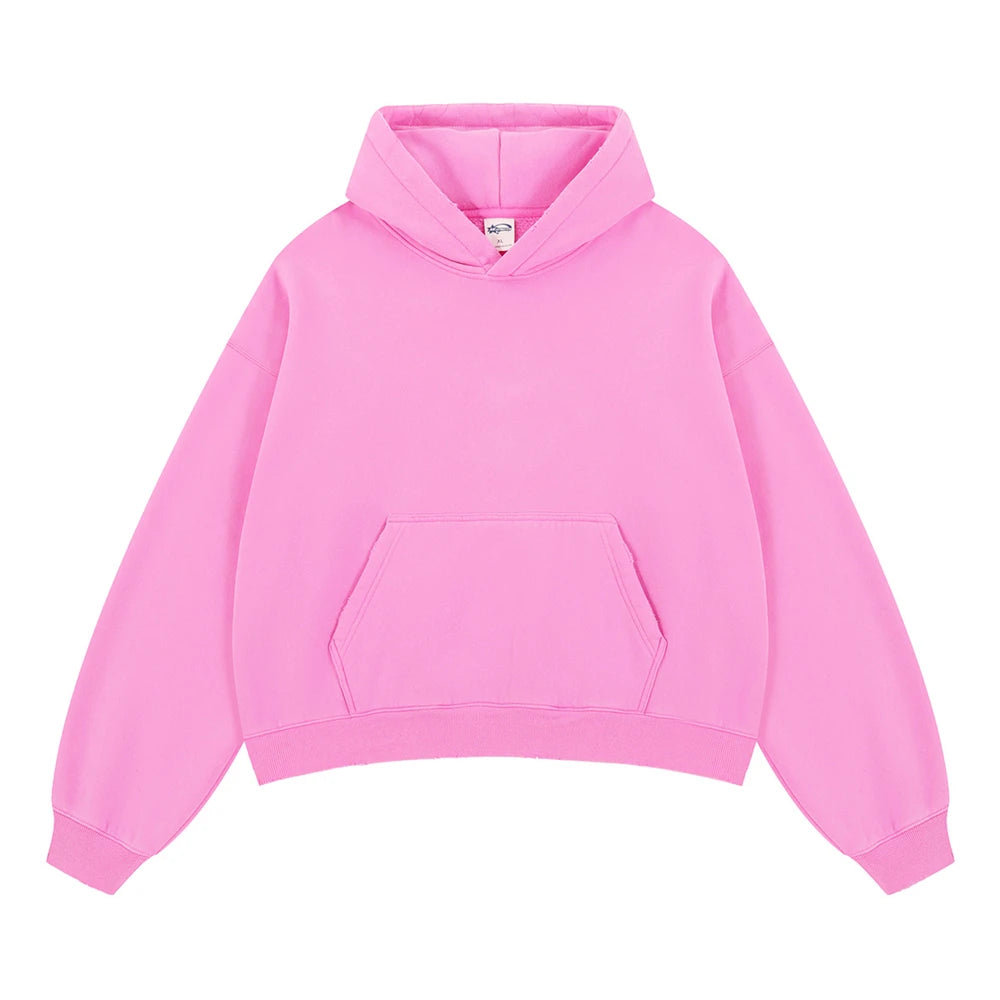 ZODF Retro 2025 Winter Man Washed Boxy Fleece Hoodies Unisex 370gsm Loose Hooded Pullovers Sweatshirt Streetwears HY1129