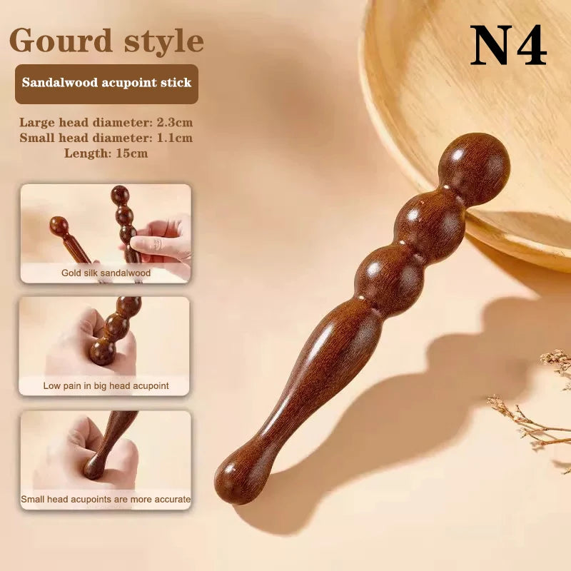 Wood Massage Stick Tool Natural Sandalwood Massager Acupoint Reflexology Tools For Full Body Relaxing Deep Tissue Foot Massage