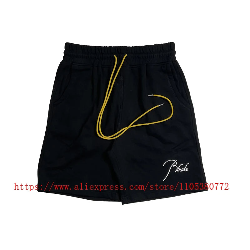 2026 Latest Style Men's Rhude Print Casual Shorts Loose Fit Nylon Drawstring High Quality Beach Sports Shorts Quick Delivery