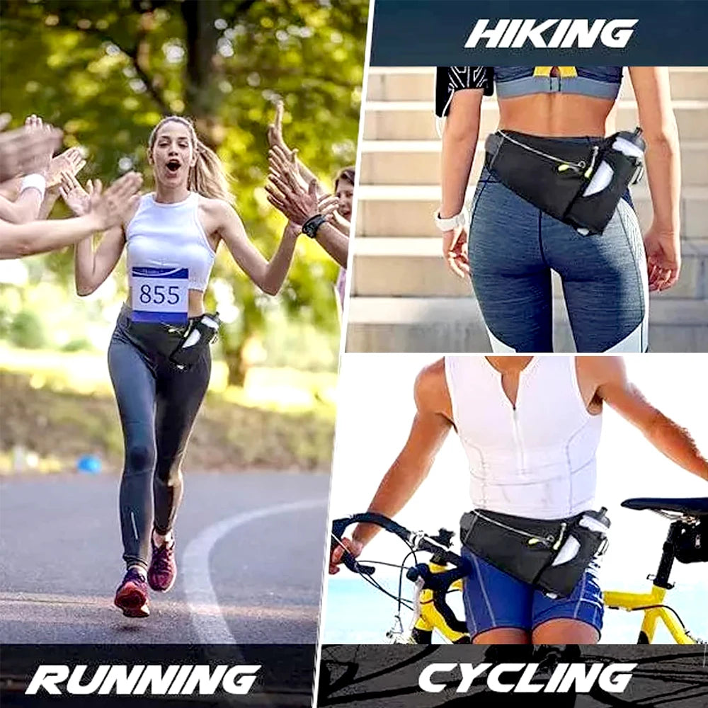1Pcs Running Fanny Pack with Water Bottle Holder - Running Belt With Water Bottle Holder and Pouch - Travel Fanny Pack