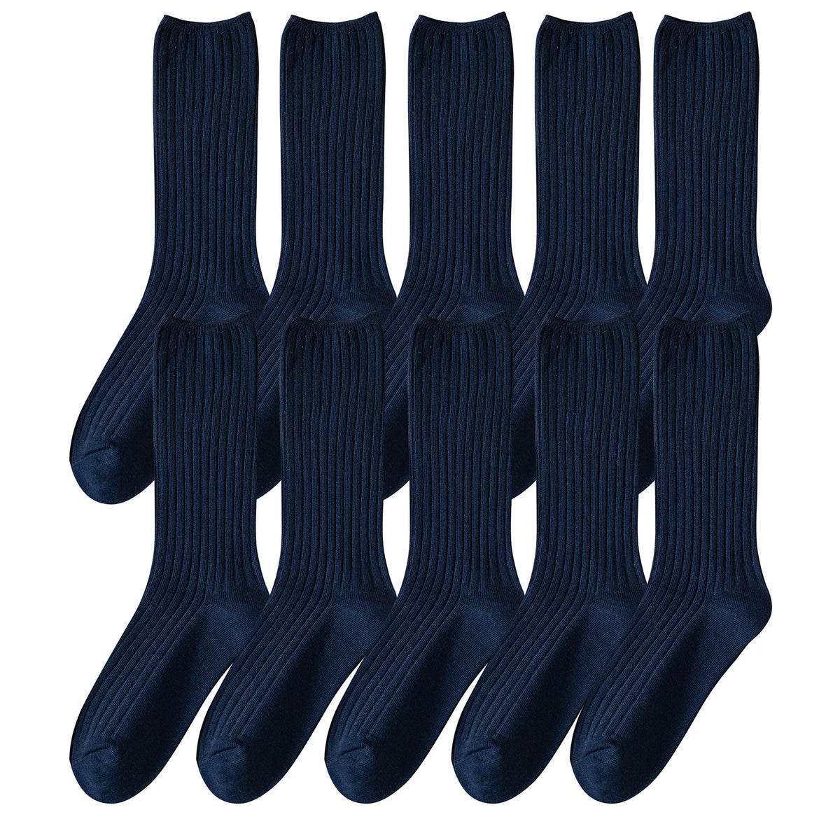 10Pairs Retro Women Cotton Loose Socks Autumn Winter Knitting Solid Color Long Black Korean Japanese Student Girls