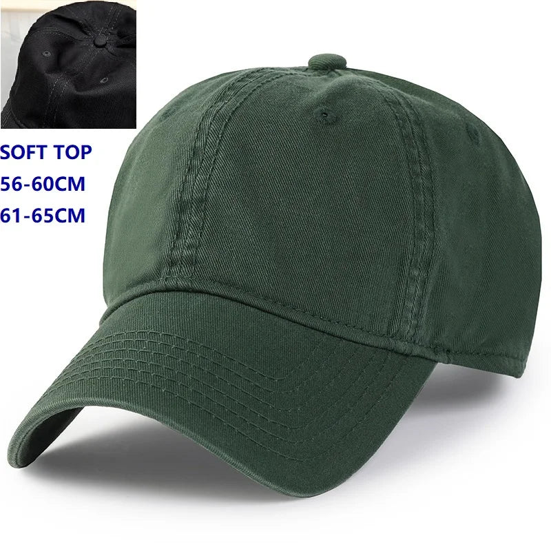 Men Women Oversize XXL 100% Cotton Baseball Cap, Large Hat for Big Heads 56-63cm (23.5'-25.5'), Adjustable Plain Dad Cap