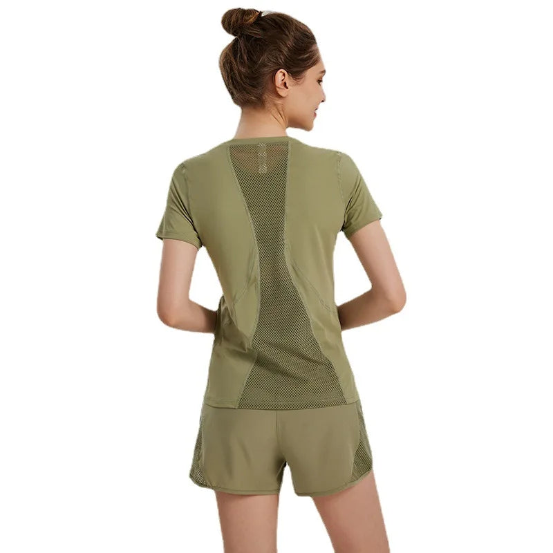 sports T-shirt women's quick-drying summer professional running training fitness top thin breathable yoga clothes short sleeves