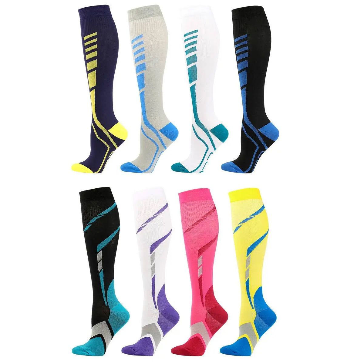 4 Pairs Unisex compress stockings Sports Pressure Socks Multi-color Outdoor Running Compression Socks Marathon Sports Gym Socks