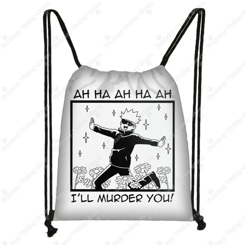 Anime Jujutsu Kaisen Backpacks Gojo Satoru Yuji Itadori Drawstring Bag Harajuku Large Capacity Storage Bags Outdoor Shoulder Bag
