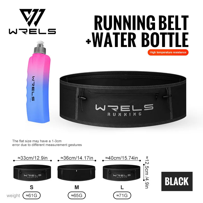 WRELS Running Fanny Pack Running Bag Waist Pack High Elasticity Breathable Lightweight Marathon Waist Bag Bottle Sports Jogging