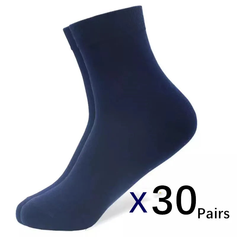 30Pairs/ Men's Socks Business Black Mid Tube Socks Soft Men's Polyester Cotton Socks Breathable Summer Autumn Gift Men's Socks