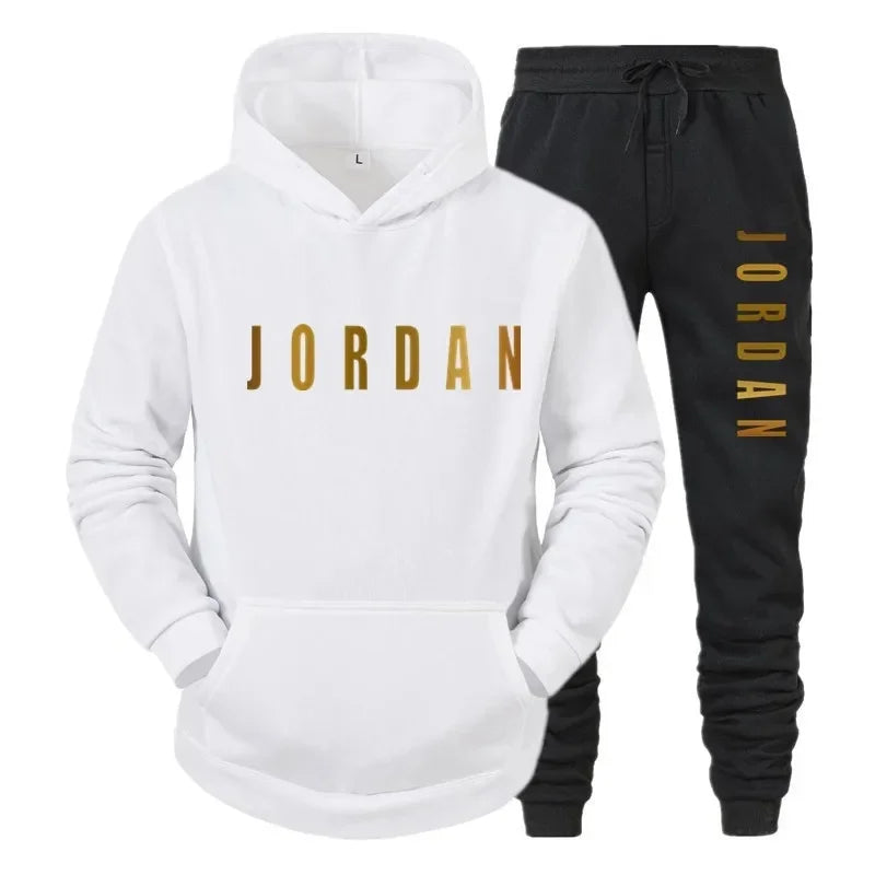 Men's printed sports suit hoodie and sweatpants two-piece set suitable for casual sports street wear