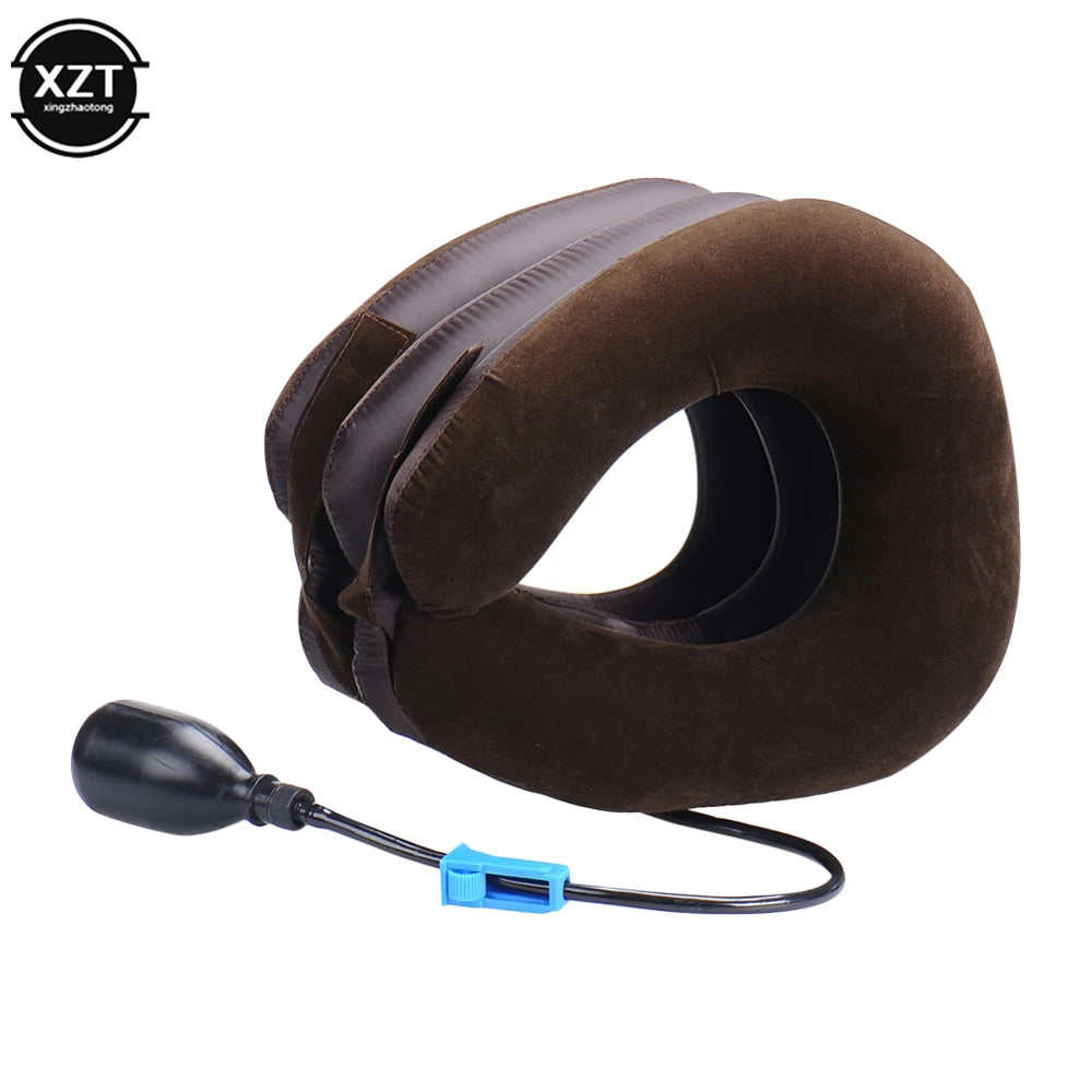 3/4 Layers Inflatable Air Cervical Neck Traction Device Soft Neck Collar Pillow Pain Stress Relief Neck Posture Stretching Brace