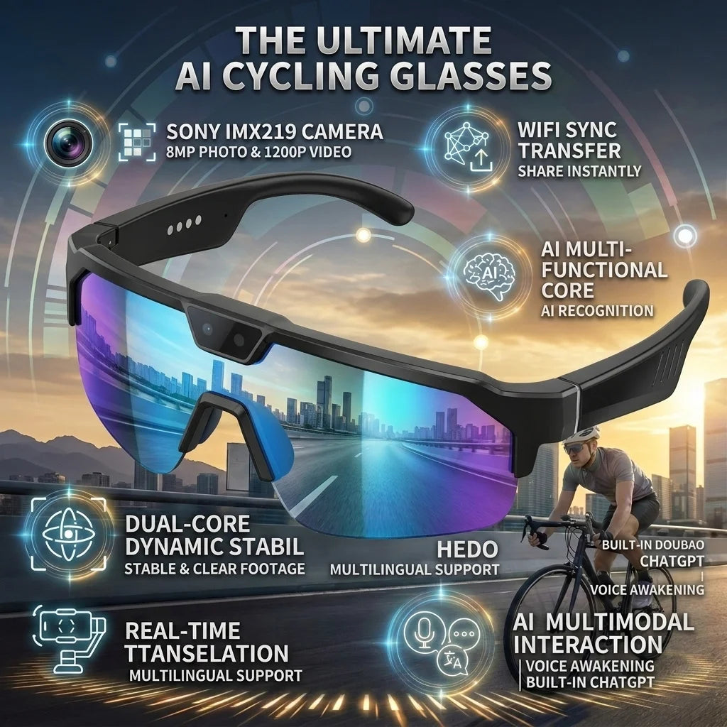 2026 AI Smart Glasses ChatGPT Voice AI Assistant Intelligent Travel Translation Outdoor Remote Photography Smartglasses Cycling