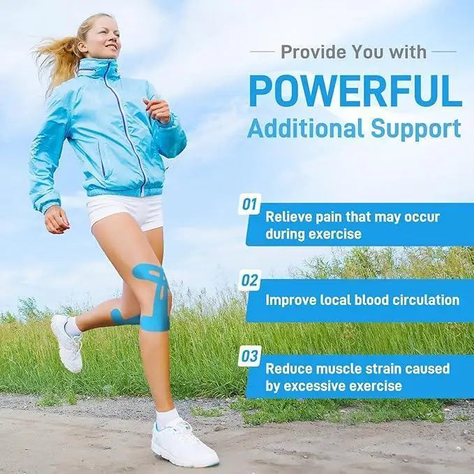 6-Pack Pre-Cut Knee Kinesiology Tape Waterproof Elastic Latex-Free No Residue Pain Relief Knee Support Sports Tape for Athletes