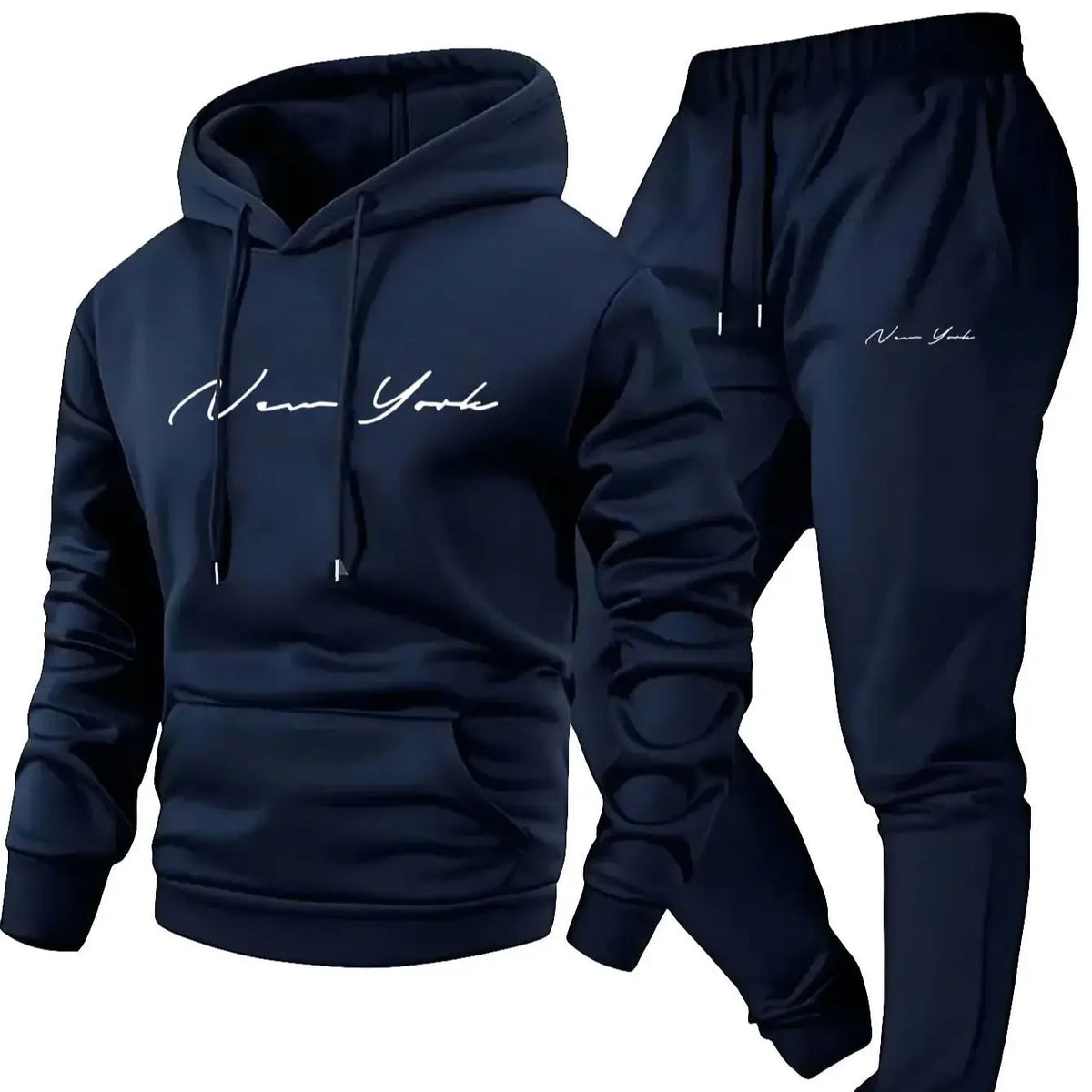 New York Themed Men's Soft Hooded Sweatshirt and Sweatpants Set Comfortable Athletic Wear for All Seasons tracksuit clothes