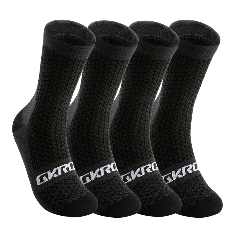 GKRQ 4pairs 2023 New Cycling Socks Bike Nurse Compression Road Bike Running Mtb Knee-high White Sports Funny Brand Black