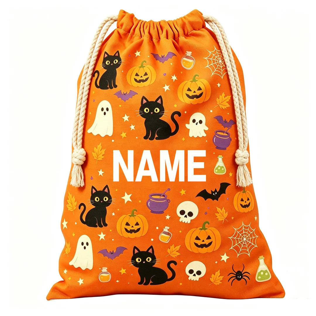 Large Halloween Canvas Gift Bag with Drawstring Reusable Personalized Gift for Halloween Package