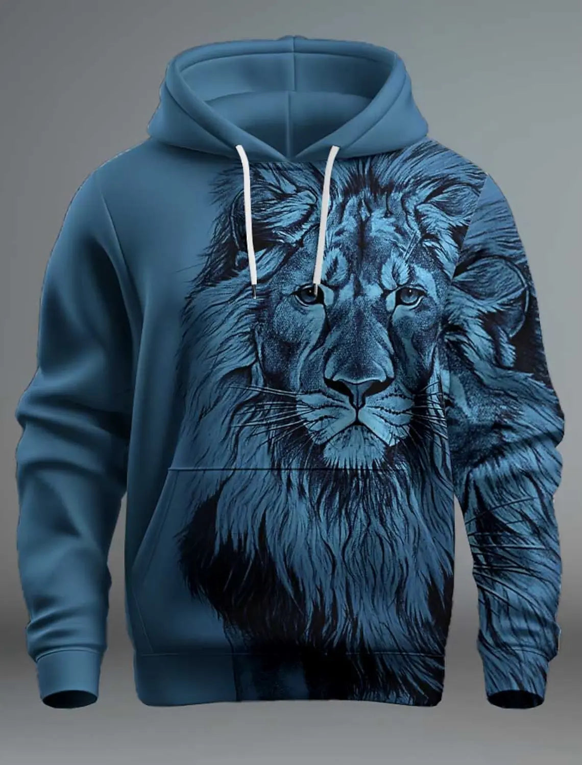 New Graphic Lion Men's Fashion 3D Print Hoodie Streetwear Hoodies Long Sleeve Hooded Front Pocket Spring Sweatshirt