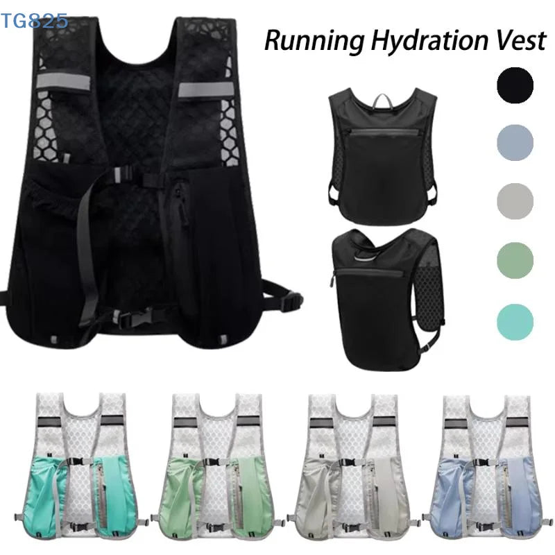 【AN】【AN】New Running Water Bottle Storage Vest Lightweight Running Vest Reflective Hydration Water Chest Pack With Phone Holder