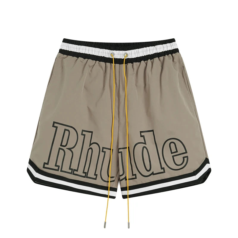 American Style Trendy Rhude Casual Shorts Loose Breathable Multi-color Mesh Beach Sports Shorts