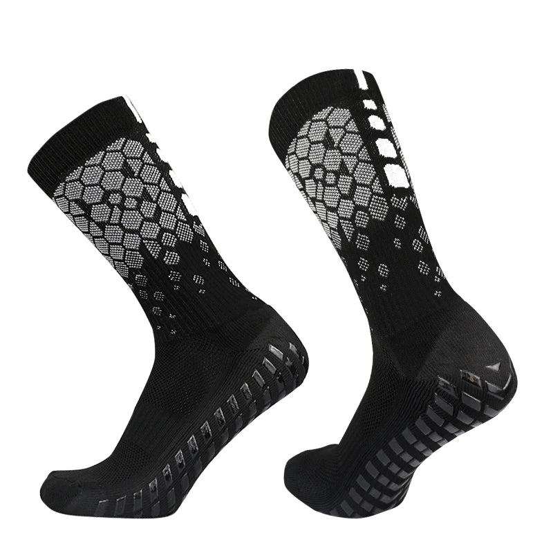 2023 New Men Women Football Socks Honeycomb Graphics Breathable Sports Arrow Silicone Anti Slip Grip Soccer Socks