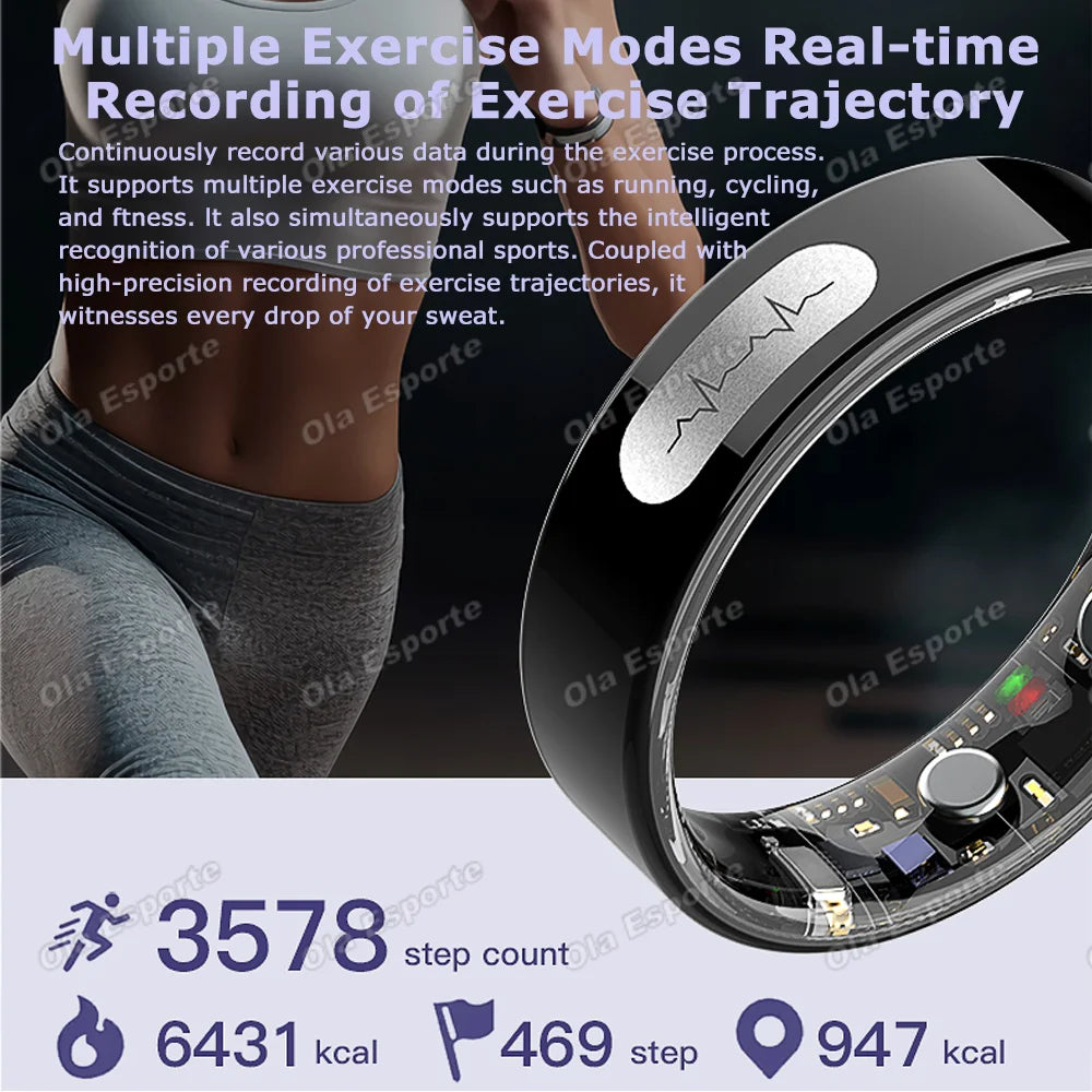 2026 New ECG Smart Ring With Charge Case, Blood Pressure,Heart Rate,Sleep Monitor,5ATM+IP68 Waterproof Multiple Sport Modes Ring