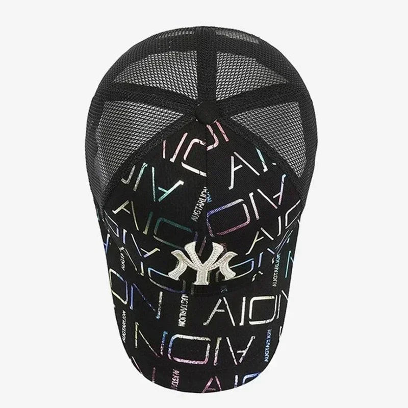 Summer Breathable Fashion Letters Baseball Cap Adjustable Dazzle Color Mesh Caps Men Women Casual Golf Running Sports Sun Hat